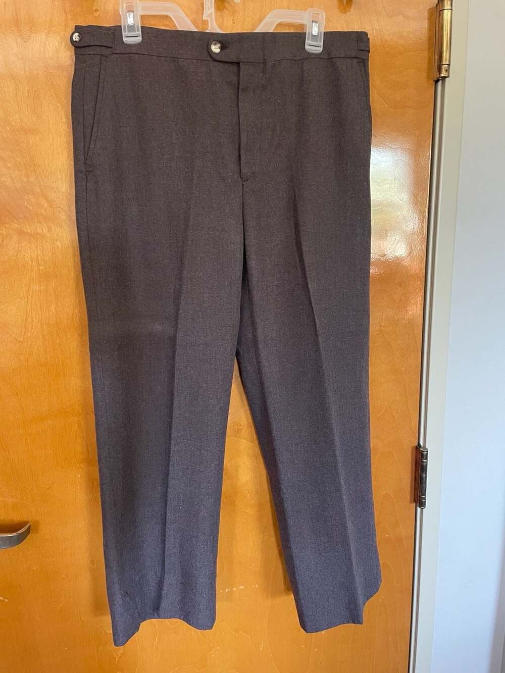 Vintage Brown Wool Blend Dress Trousers with Talon Zip and Side Tab Adjusters